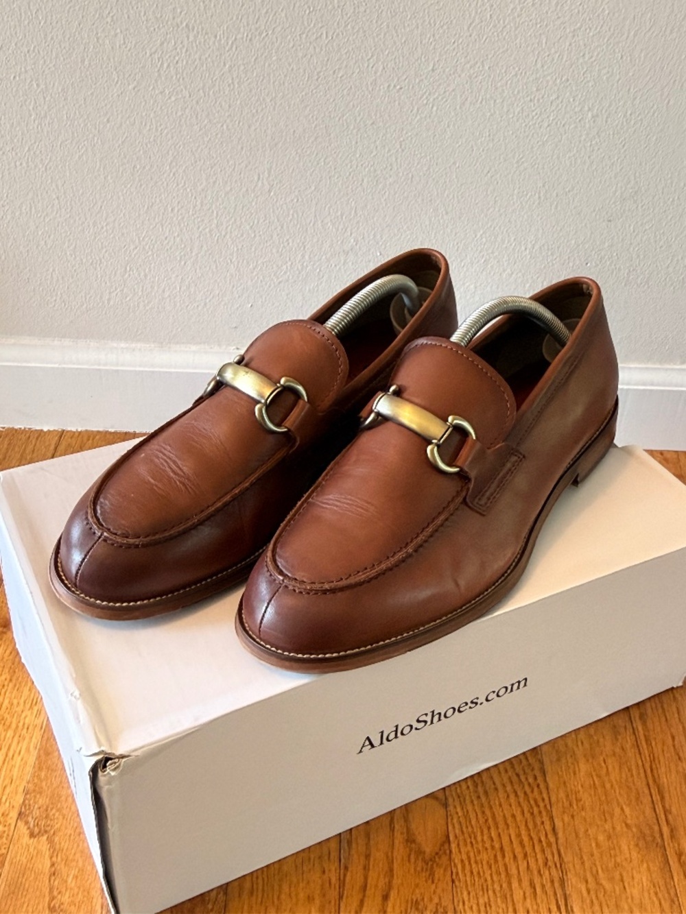 ALDO Men’s Brown Leather Horsebit Loafers Dress Shoes Size 9.5